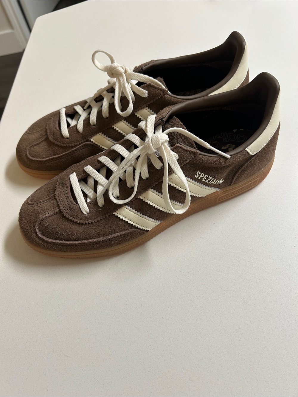 Adidas Spezial Brown Suede Casual Sneakers - White Stripes - Picture 2 of 5